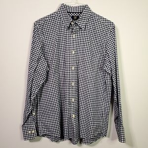 Saltaire Navy, Black, and White Plaid Button Down